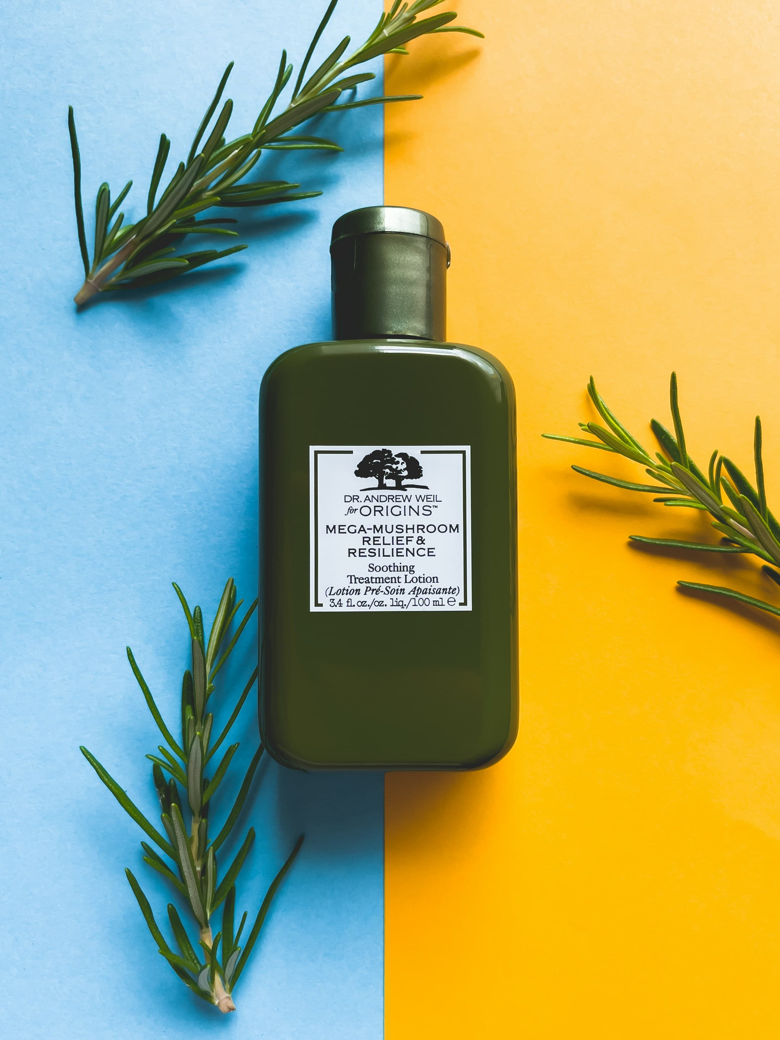 Skincare product bottle with minimal background